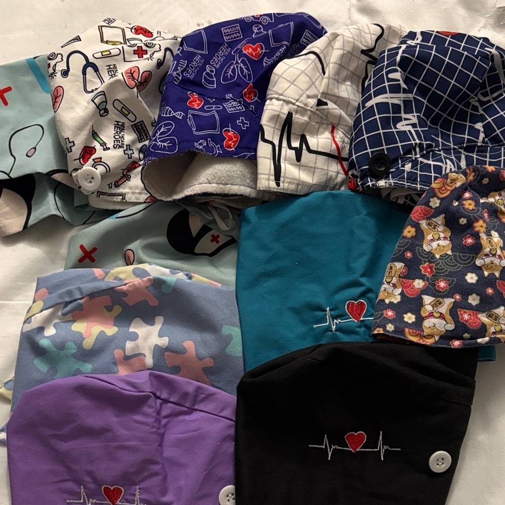 Colorful Medical-Themed Scrub Caps